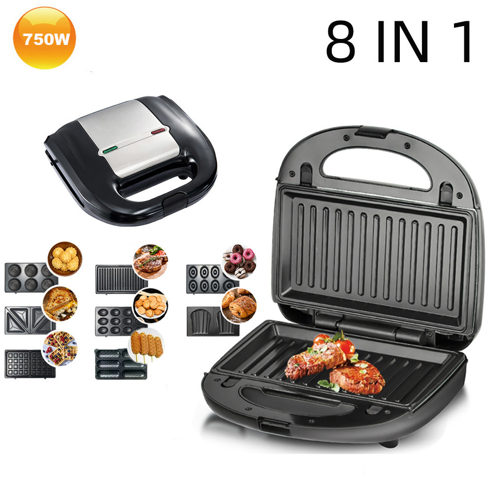 Sandwich Press Grill - 8-in-1 Waffle 1PC Multifunctional Breakfast Machine