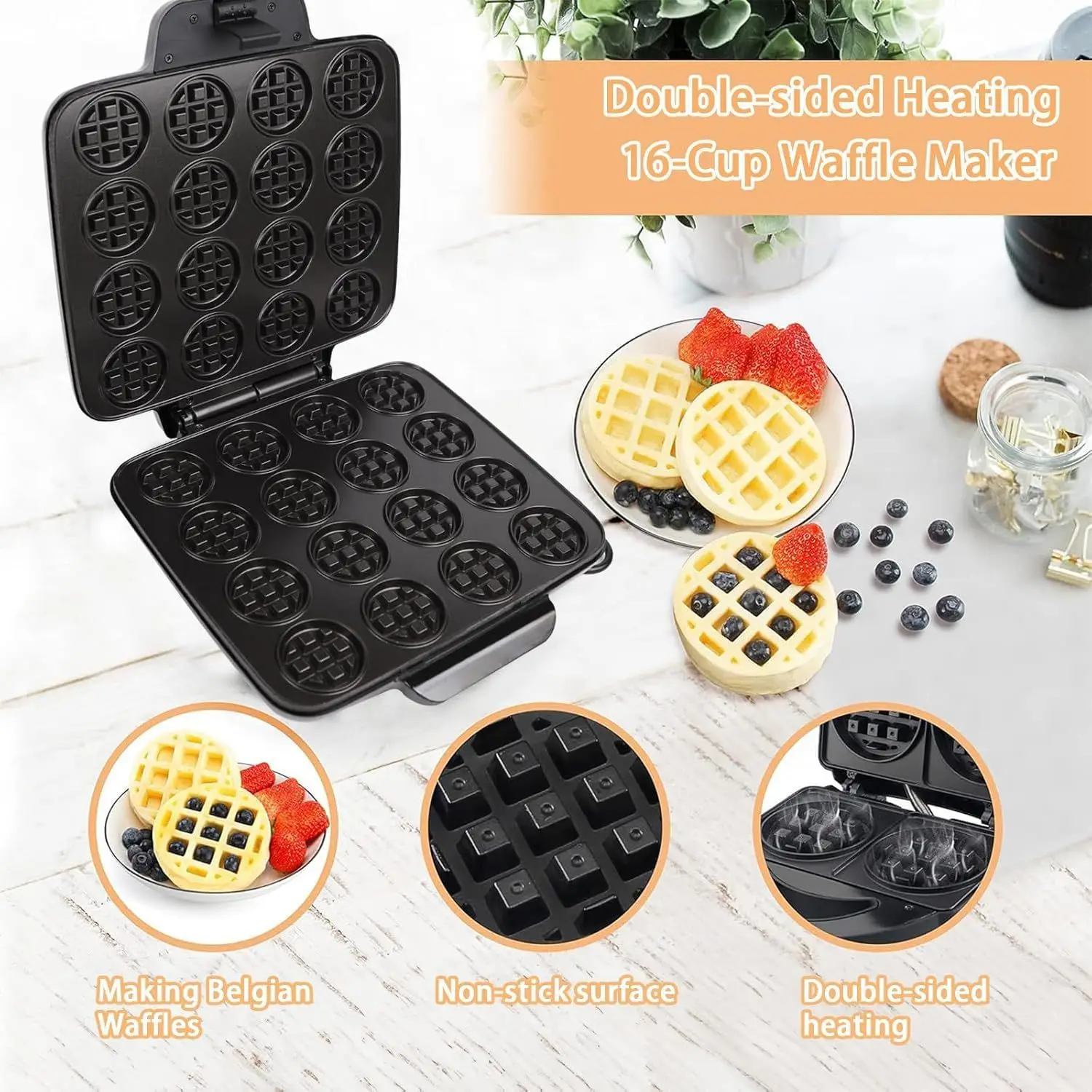 16-Hole Waffle Maker, Quick He - đánh giá và giá Sandwich Press Grill