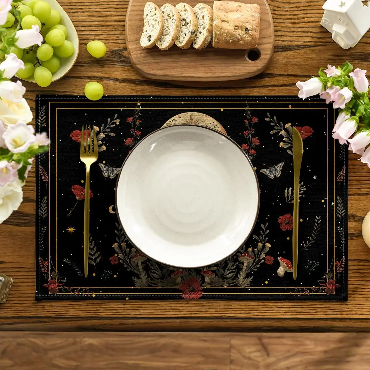 Goth  Poppy Moth Moon Placemat - đánh giá và giá Kitchen Appliances Table