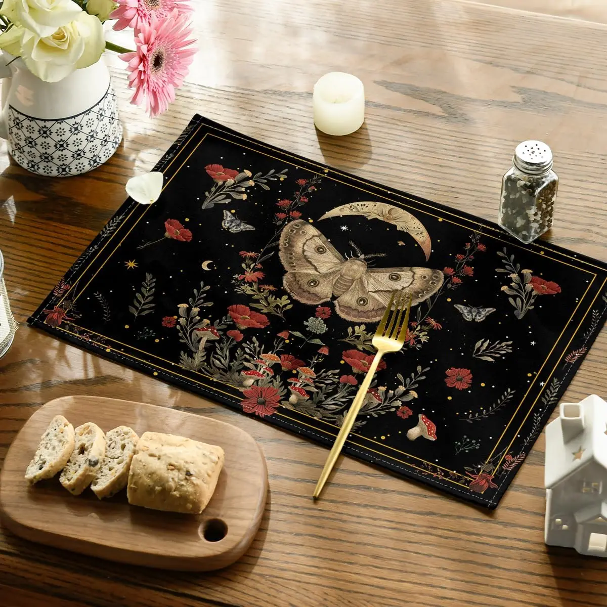 Goth  Poppy Moth Moon Placemat - đánh giá và giá Kitchen Appliances Table